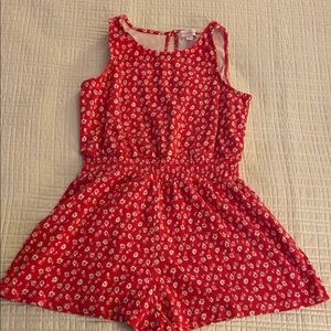 Red Floral Kids Romper